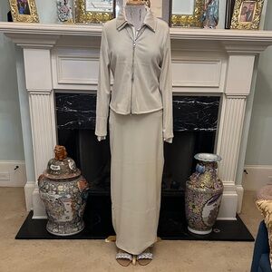 “A New Day” Cream Maxi Skirt & Zippered Jacket